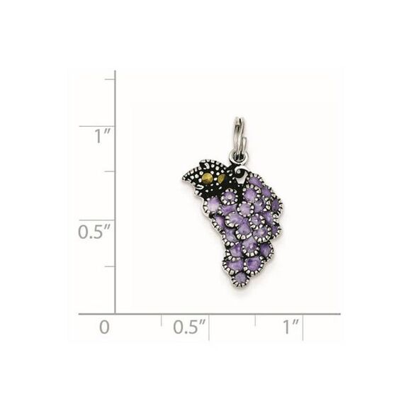 Sterling Silver and Enameled Purple Grape Charm - Picture 2 of 4